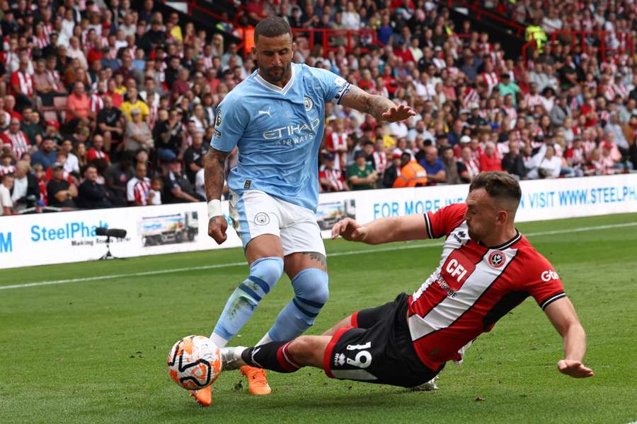 Walker în timpul meciului cu Sheffield United.