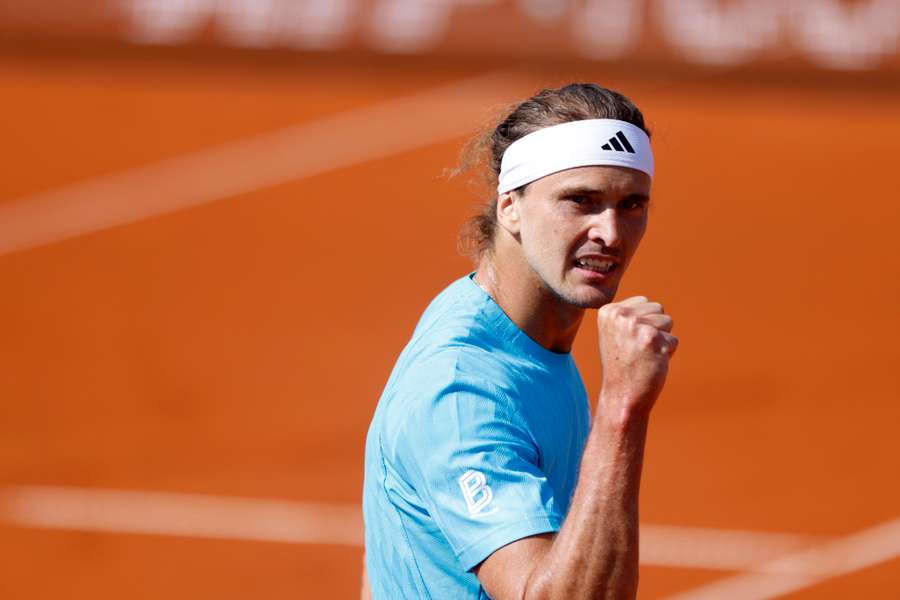 Germany's Alexander Zverev celebrates after winning his quarter-final match against Argentina's Francisco Cerundolo