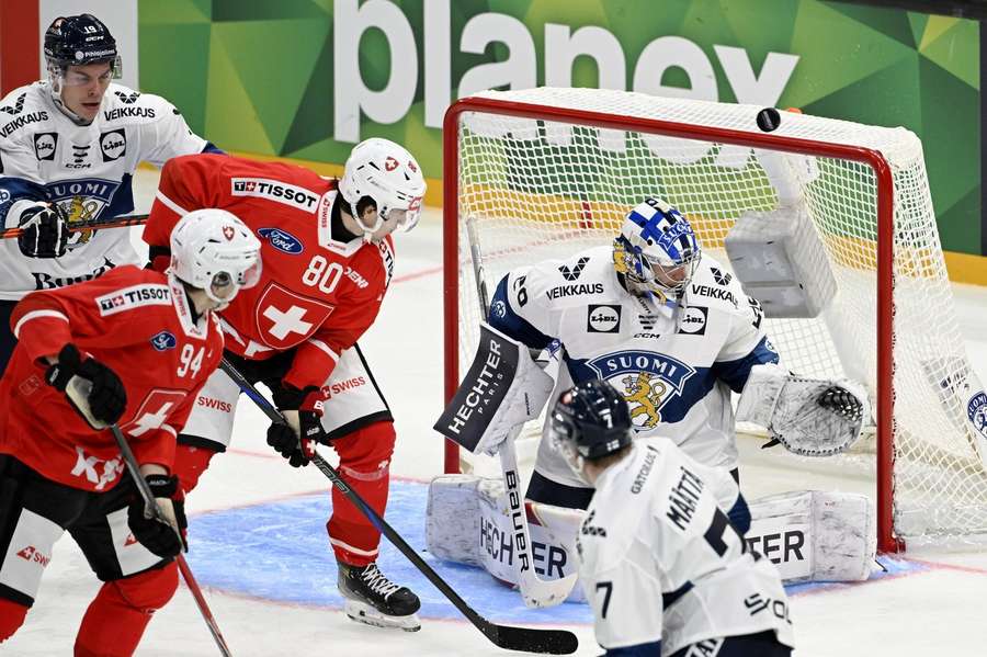 Switzerland go close during their win over Finland Switzerland go close during their win over Finland