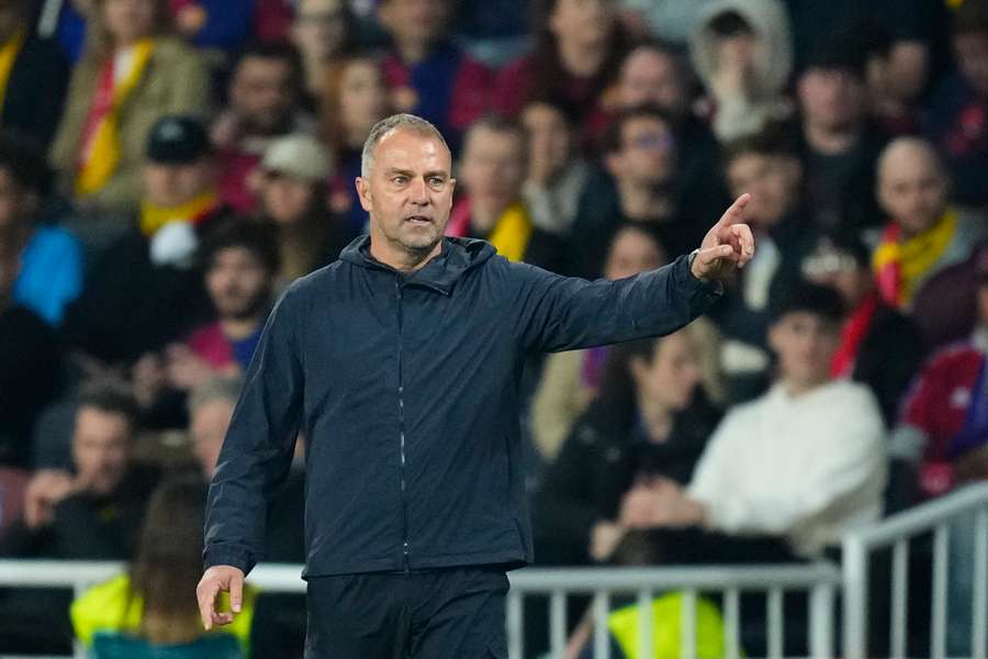 Hansi Flick on the Barcelona touchline during club's victory over Borussia Dortmund in the Champions League