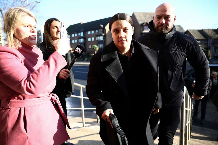 Chelsea striker Sam Kerr arrives at Kingston Crown Court in London