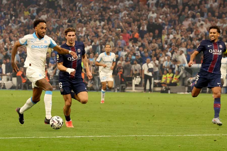 Marseille's Pierre-Emerick Aubameyang during the game against PSG Marseille's Pierre-Emerick Aubameyang during the game against PSG