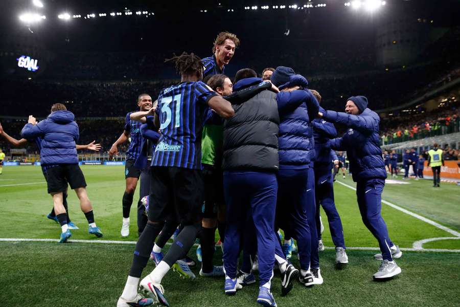 La celebración de la Inter tras el 3-2