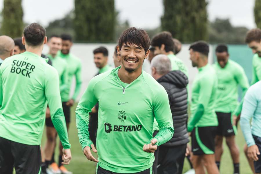 Morita no treino desta manhã em Alcochete