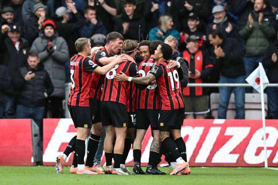 Bournemouth players celebrate Bournemouth players celebrate