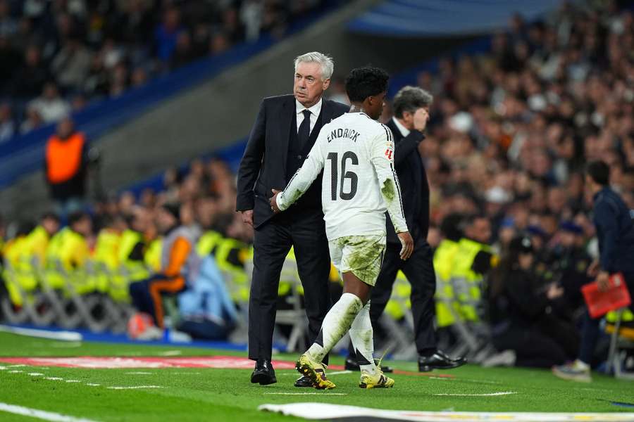 Ancelotti y Endrick, en el Madrid-Mallorca del curso pasado