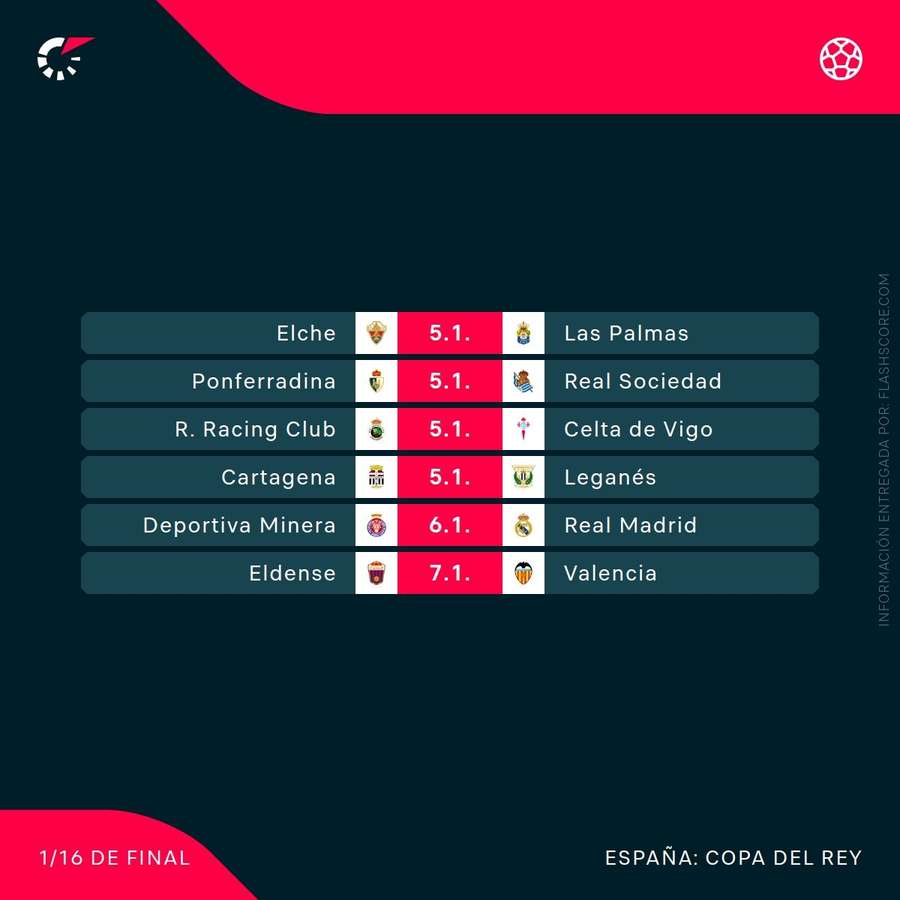 Agenda de partidos de 1/16 de Copa (2/2) Agenda de partidos de 1/16 de Copa (2/2)