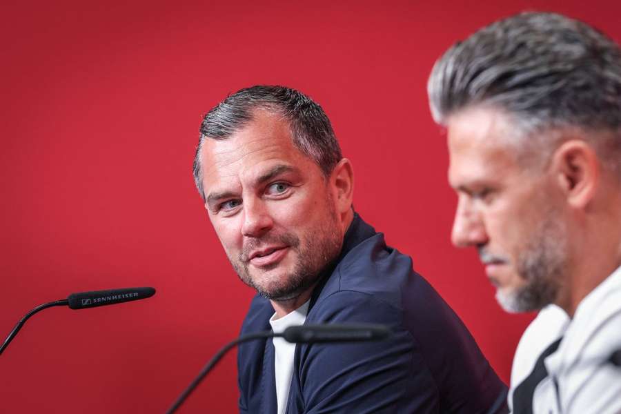 Schäfer mit Leipzig-Trainer Demichelis Schäfer mit Leipzig-Trainer Demichelis