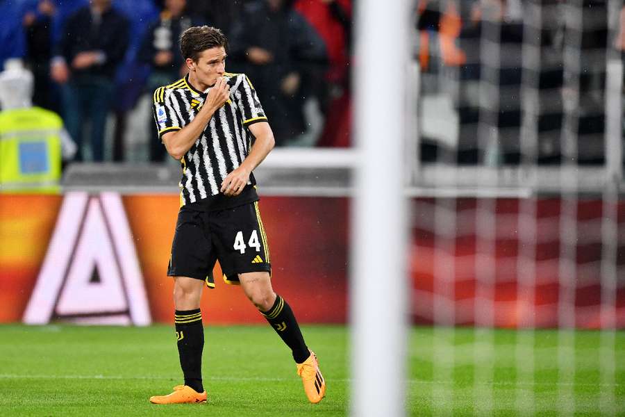 Nicolo Fagioli celebrates his goal for Juve