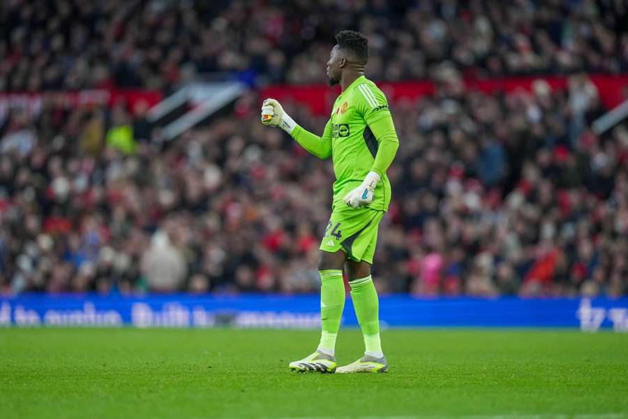 Onana tijdens een wedstrijd van Manchester United