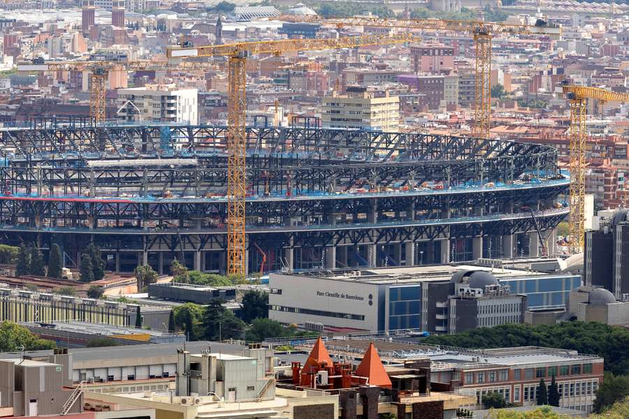 The ongoing construction of Barcelona's Camp Nou Stadium, pictured last month