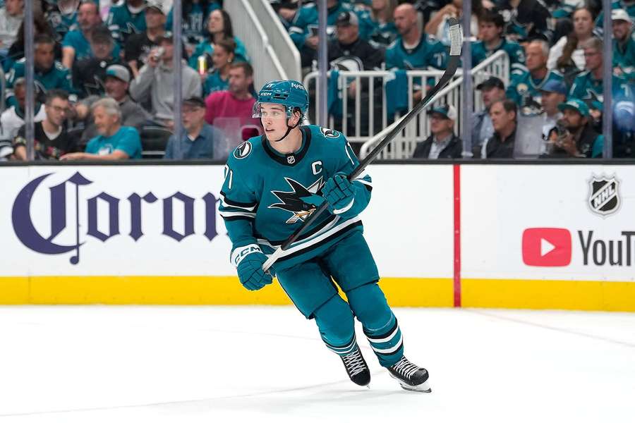 Newly-named San Jose's captain Macklin Celebrini skates on ice against the Florida Panthers Newly-named San Jose's captain Macklin Celebrini skates on ice against the Florida Panthers