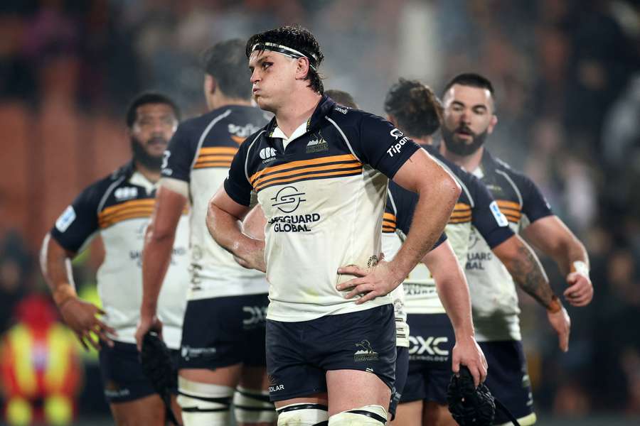 Tom Hooper reacts during the Brumbies' Super Rugby Pacific semi-final loss to the Chiefs.