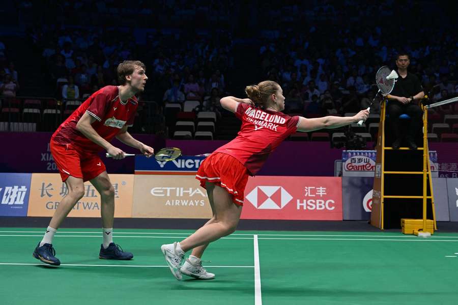 Jesper Toft and Amalie Magelund in action against South Korea Jesper Toft and Amalie Magelund in action against South Korea