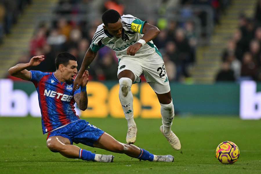Joelinton celebrates as Newcastle take the lead against Crystal Palace