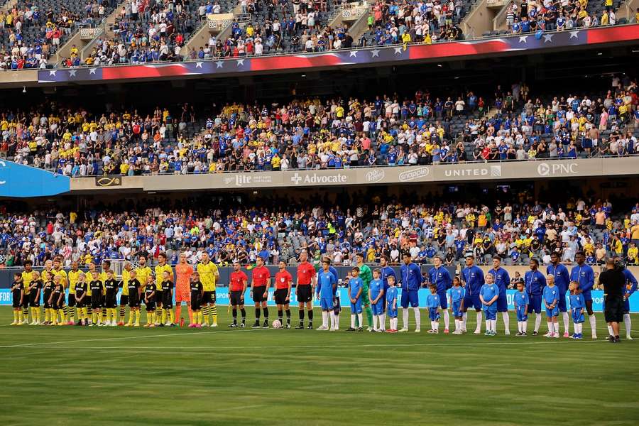 Borussia Dortmund und Chelsea London vor Anpfiff des Spiels in Chicago, Illinois.