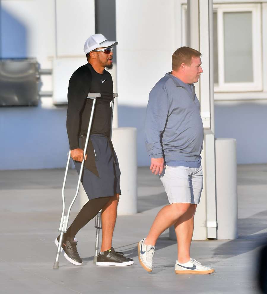 Tiger Woods leaving a hospital after the car crash Tiger Woods leaving a hospital after the car crash