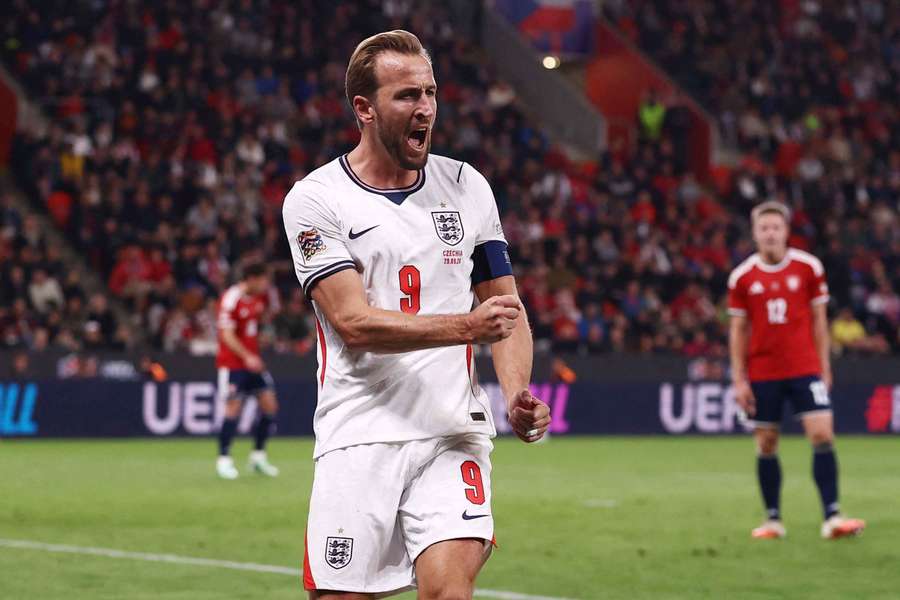 England's Harry Kane celebrates scoring their second goal England's Harry Kane celebrates scoring their second goal