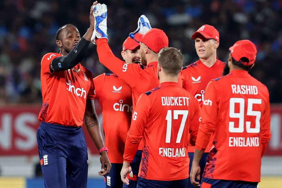 England celebrate against India