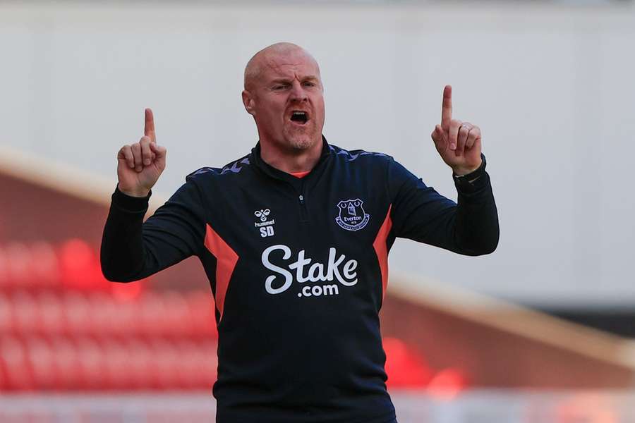 Dyche gestures during Everton's pre-season match with Stoke