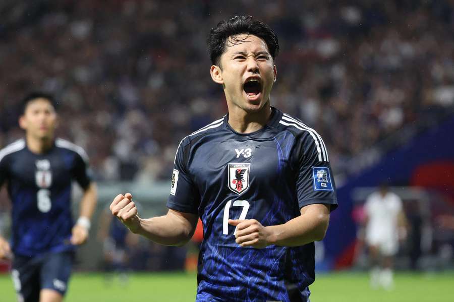 El japonés Ryoya Morishita celebra el 6-0 contra Indonesia El japonés Ryoya Morishita celebra el 6-0 contra Indonesia