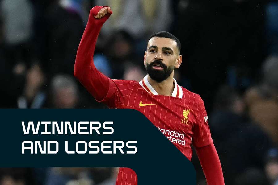 Liverpool forward Mohamed Salah celebrates against Manchester City