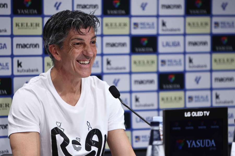 Imanol, relajado y sonriente antes de afrontar la vuelta de la semifinal de Copa en el Bernabéu