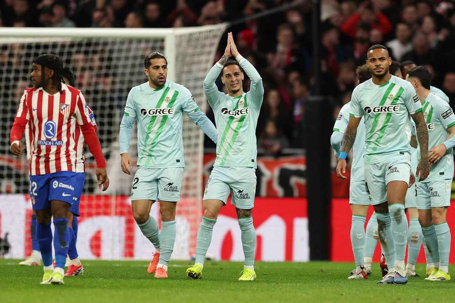 Antony, tras marcar el gol del Betis en el Metropolitano