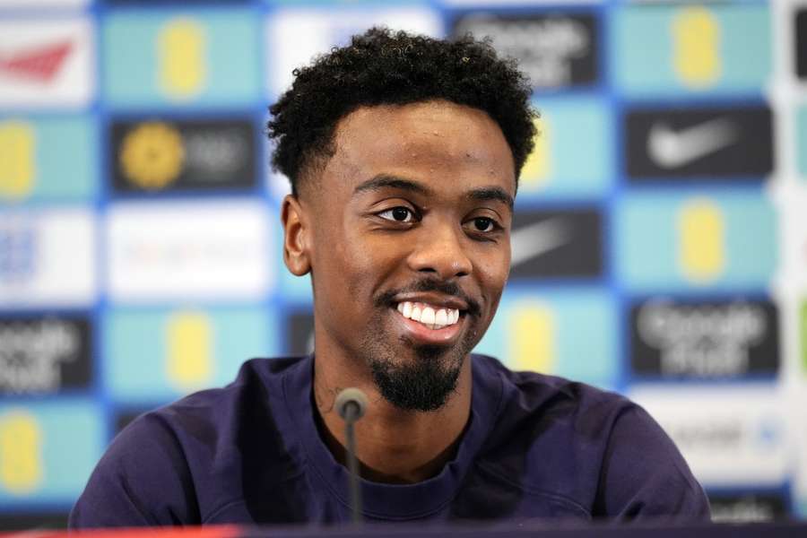 England's Angel Gomes attends a press conference at St George's Park on Wednesday