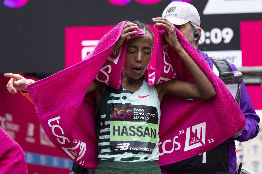 Hassan na de marathon van Londen