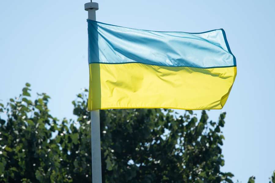 A Ukraine flag was removed from the crowd in Cincinnati