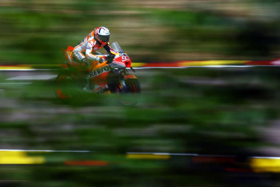 Marc Marquez in action aboard his Honda