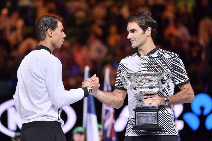 Federer și Nadal, în timpul unei ediții trecute a turneului de la Melbourne.