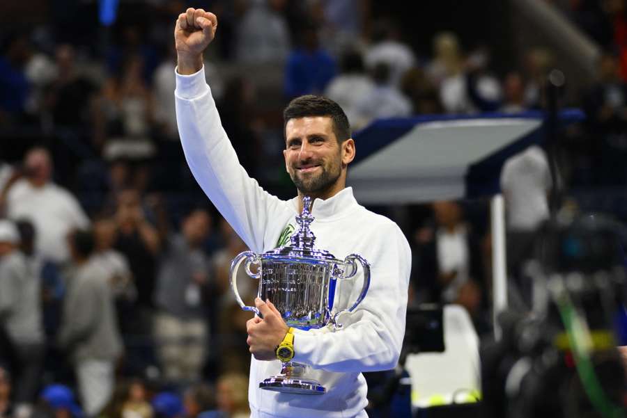 The Serbian is the first man to win three Grand Slam events in the same season four times