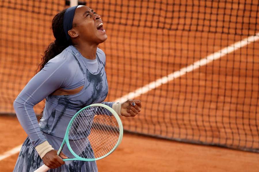 Coco Gauff mit dem Freudenschrei nach ihrem Sieg.
