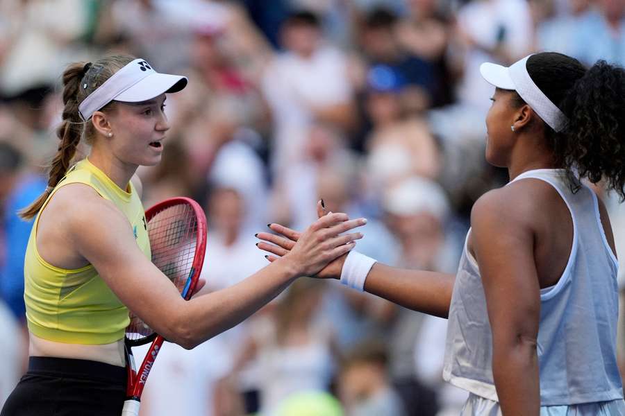 Rybakina and Osaka shake hands after the match Rybakina and Osaka shake hands after the match