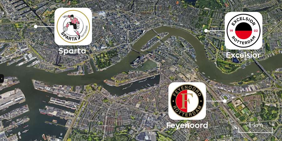 Rotterdam je jediným nizozemským městem, kde sídlí tři ligové kluby.