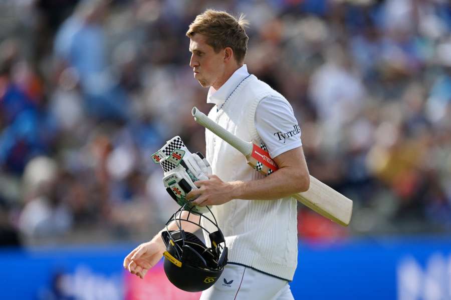 Zak Crawley leaves the field against India