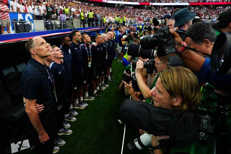 Thomas Tuchel complained that he could not see his England team during the national anthem Thomas Tuchel complained that he could not see his England team during the national anthem