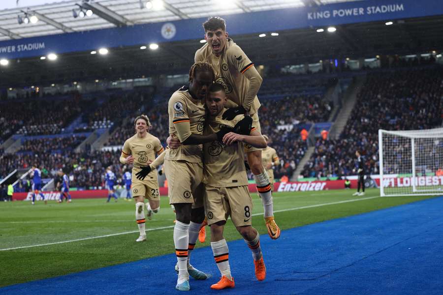 Mateo Kovacic celebrates scoring Chelsea's third goal