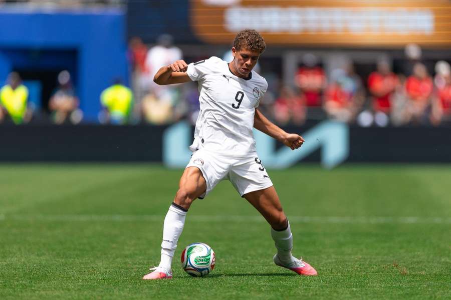 Hamza Abdelkarim is in action with Egypt at the World Cup Hamza Abdelkarim is in action with Egypt at the World Cup