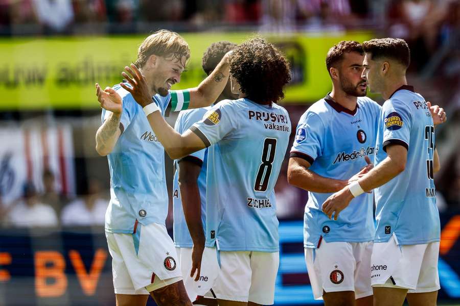 Feyenoord's Luciano Valente (L) celebrates scoring against Sparta Rotterdam Feyenoord's Luciano Valente (L) celebrates scoring against Sparta Rotterdam