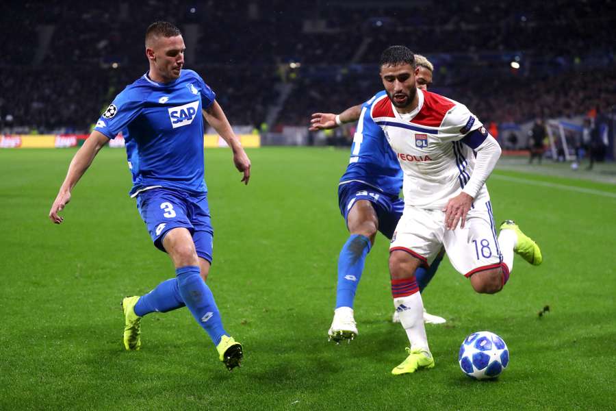 Pavel Kaderabek et Joelinton à la lutte avec Nabil Fekir lors du match de phase de groupes de Ligue des champions entre Lyon et Hoffenheim (2-2), le 7 novembre 2018 au Groupama Stadium. Pavel Kaderabek et Joelinton à la lutte avec Nabil Fekir lors du match de phase de groupes de Ligue des champions entre Lyon et Hoffenheim (2-2), le 7 novembre 2018 au Groupama Stadium.