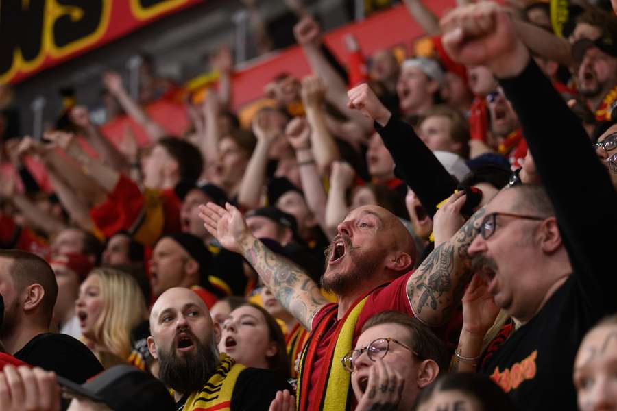Lulea fans celebrate their team's second SHL title win