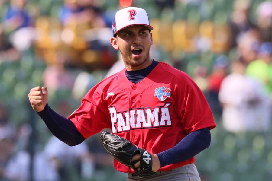 Panama's Javy Guerra reacts during the 2023 World Baseball Classic