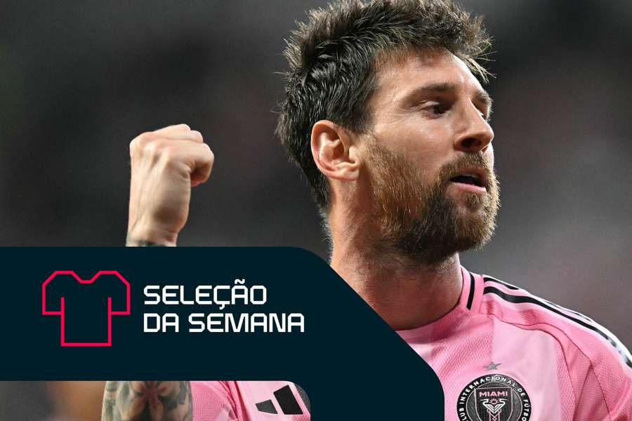 Lionel Messi comemora durante sua atuação de quatro gols contra o CF Montreal