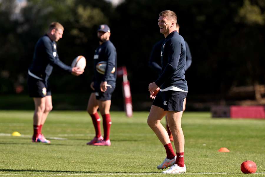 British and Irish Lions player Owen Farrell (right) trains on Thursday in Melbourne British and Irish Lions player Owen Farrell (right) trains on Thursday in Melbourne