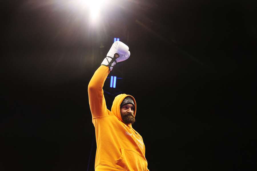 Tyson Fury reacts ahead of the IBF, IBO, WBA, WBC and WBO Undisputed World Heavyweight Title fight
