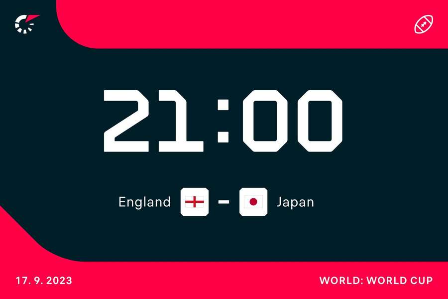 England and Japan meet at 21:00 CET on Sunday