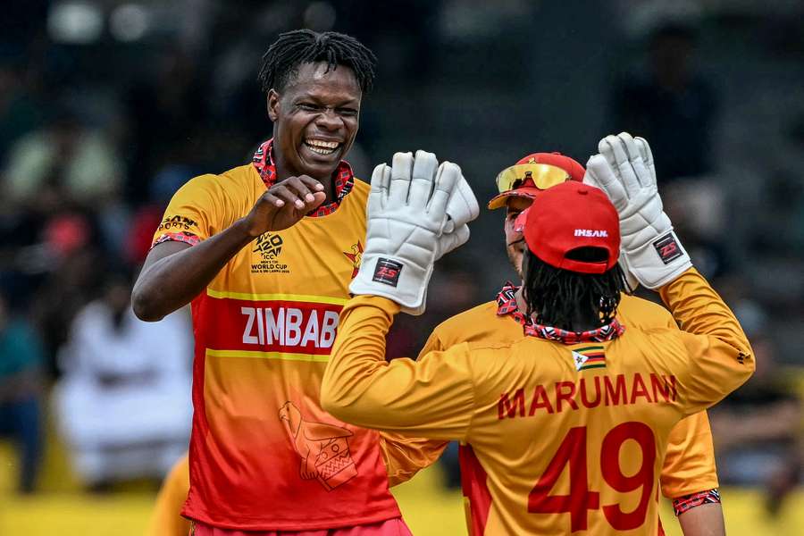 Zimbabwe players celebrate shock win